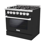 Hallman 36 In. Gas Range, Matte Graphite with Chrome Trim - Bold Series, HBRG36CMMG