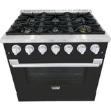 Hallman 36 In. Gas Range, Matte Graphite with Chrome Trim - Bold Series, HBRG36CMMG