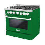 Hallman 36 In. Propane Gas Range, Emerald Green with Chrome Trim - Bold Series, HBRG36CMGN-LP