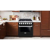 Hallman 36 In. Propane Gas Range, Glossy Black with Chrome Trim - Bold Series, HBRG36CMGB-LP