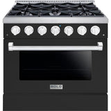 Hallman 36 In. Propane Gas Range, Matte Graphite with Chrome Trim - Bold Series, HBRG36CMMG-LP