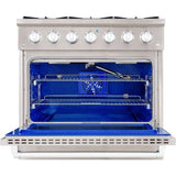 Hallman 36 In. Range with Gas Burners and Electric Oven, Stainless Steel with Chrome Trim - Bold Series, HBRDF36CMSS