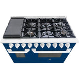 Hallman 48 In. Gas Range, Blue with Chrome Trim - Bold Series, HBRG48CMBU