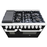 Hallman 48 In. Gas Range, Glossy Black with Chrome Trim - Bold Series, HBRG48CMGB