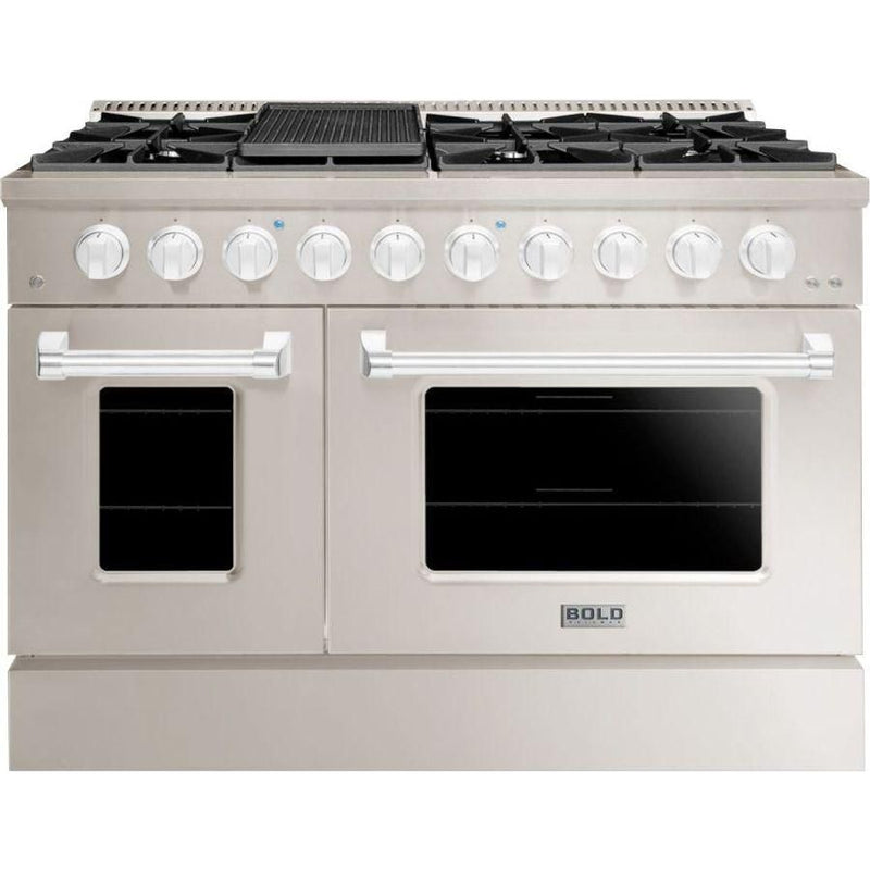 Hallman 48 In. Gas Range, Stainless Steel with Chrome Trim - Bold Series, HBRG48CMSS