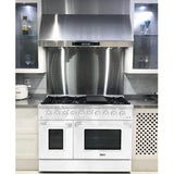 Hallman 48 In. Gas Range, White with Chrome Trim - Bold Series, HBRG48CMWT