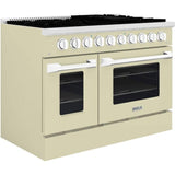 Hallman 48 In. Propane Gas Range, Antique White with Chrome Trim - Bold Series, HBRG48CMAW-LP