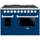 Hallman 48 In. Propane Gas Range, Blue with Chrome Trim - Bold Series, HBRG48CMBU-LP