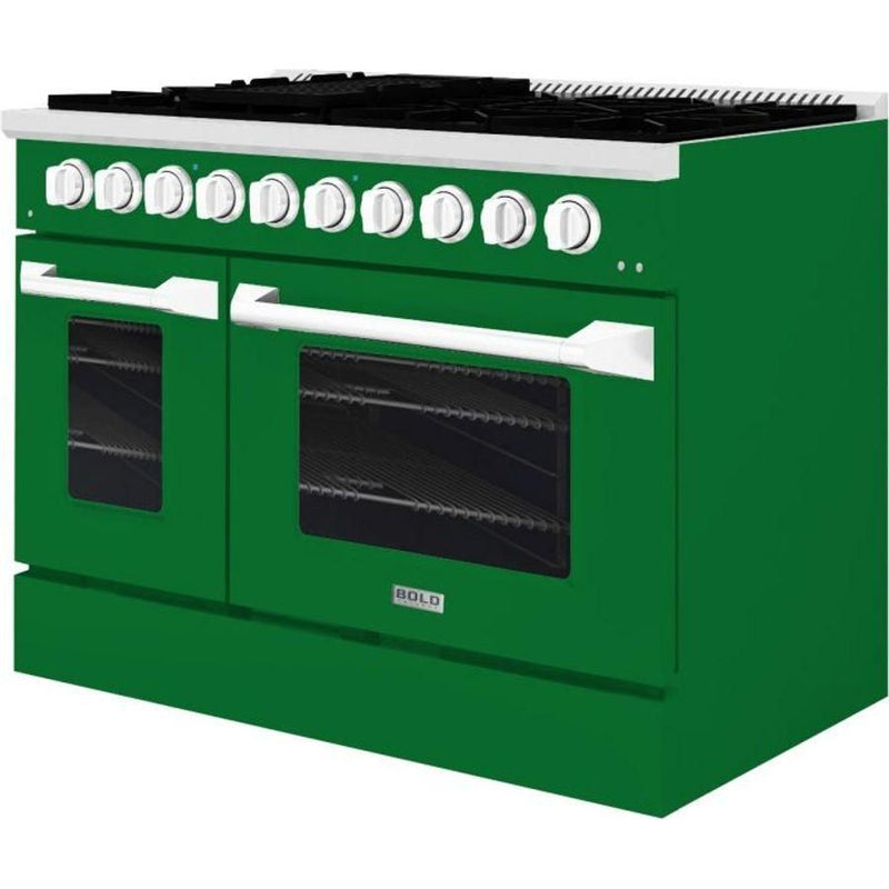 Hallman 48 In. Propane Gas Range, Emerald Green with Chrome Trim - Bold Series, HBRG48CMGN-LP