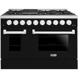 Hallman 48 In. Propane Gas Range, Glossy Black with Chrome Trim - Bold Series, HBRG48CMGB-LP