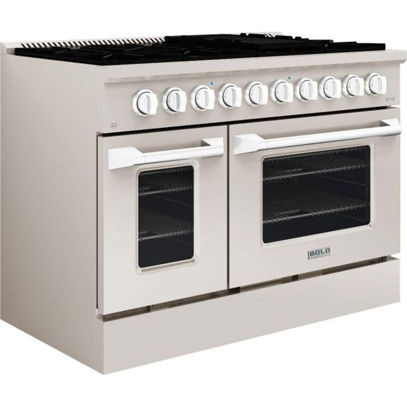 Hallman 48 In. Propane Gas Range, Stainless Steel with Chrome Trim - Bold Series, HBRG48CMSS-LP