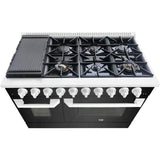 Hallman 48 In. Range with Gas Burners and Electric Oven, Black Titanium with Chrome Trim - Bold Series, HBRDF48CMBT