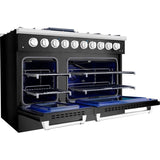 Hallman 48 In. Range with Gas Burners and Electric Oven, Black Titanium with Chrome Trim - Bold Series, HBRDF48CMBT