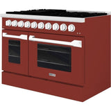 Hallman 48 In. Range with Gas Burners and Electric Oven, Burgundy with Chrome Trim - Bold Series, HBRDF48CMBG