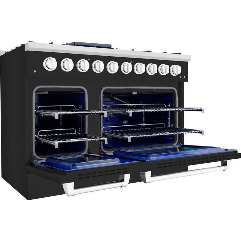 Hallman 48 In. Range with Gas Burners and Electric Oven, Matte Graphite with Chrome Trim - Bold Series, HBRDF48CMMG