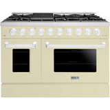 Hallman 48 In. Range with Propane Gas Burners and Electric Oven, Antique White with Chrome Trim - Bold Series, HBRDF48CMAW-LP