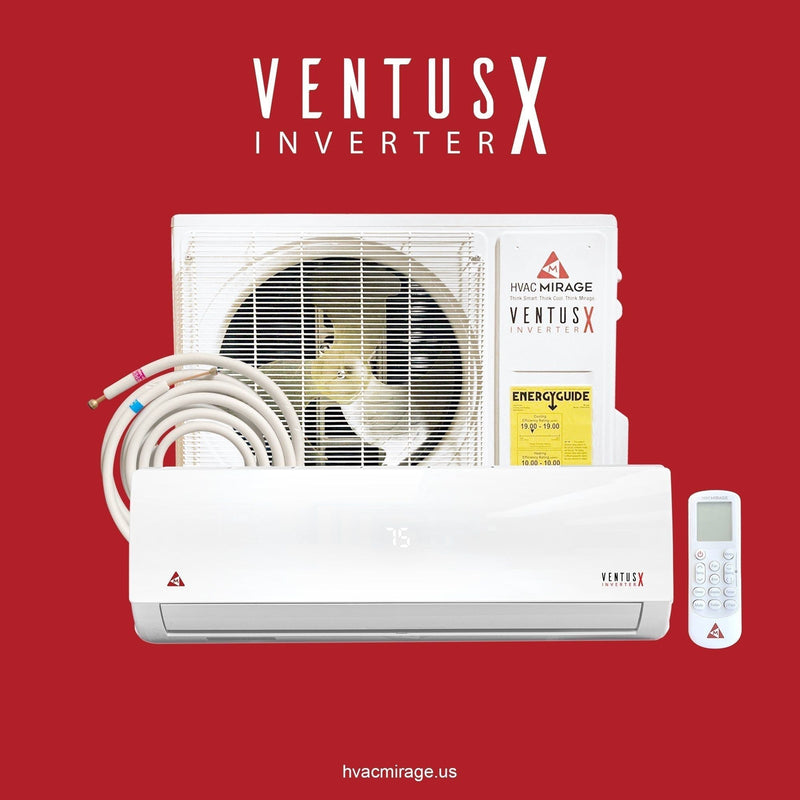 HVAC Mirage Ventus X 24,000 BTU 19 SEER Ductless Mini Split Air Conditioner and Heat Pump - 230V/60Hz