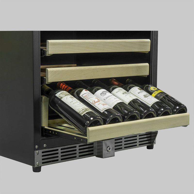 KingsBottle 24 In. Built-In/Under Counter Wine Cooler with Dual Zone Temperature Control