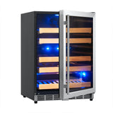 KingsBottle 24 In. Built-In/Under Counter Wine Cooler with Dual Zone Temperature Control