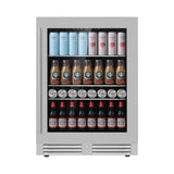 KingsBottle 24 Inch Built-in Beer Fridge Beverage Refrigerator with Low-E Glass Door KBU145