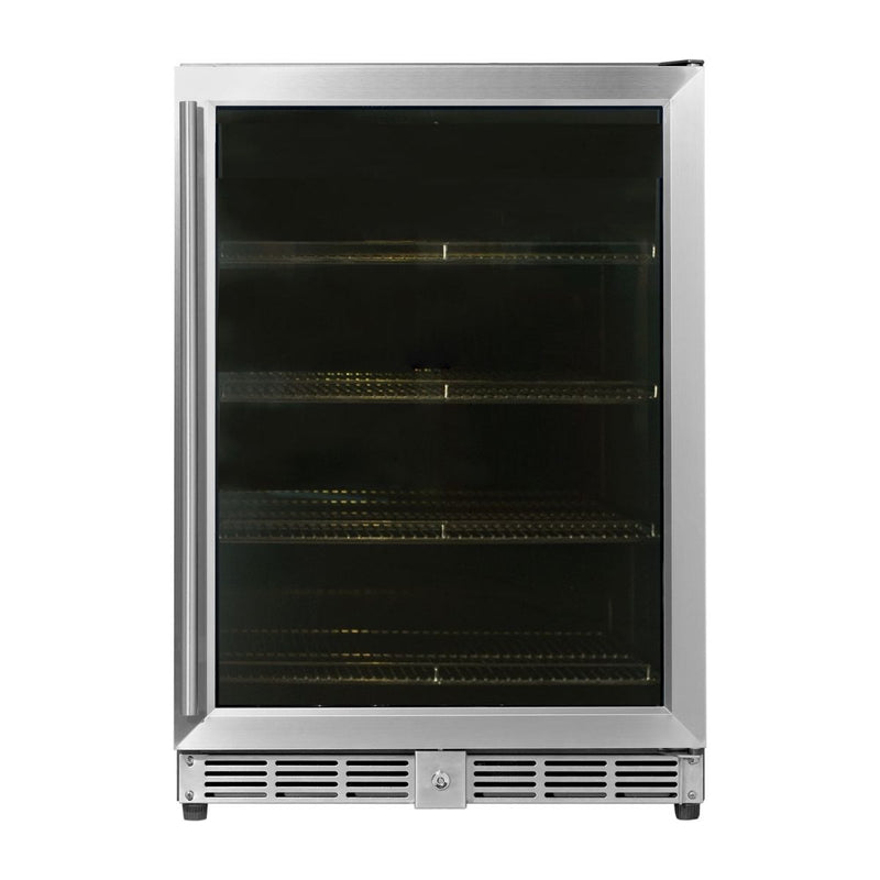 KingsBottle 24 Inch Built-In Beverage Cooler Fridge with Energy Efficient Compressor