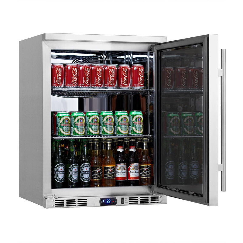 KingsBottle 24 Inch Built-in Undercounter Beer Beverage Cooler with Heated Glass Door