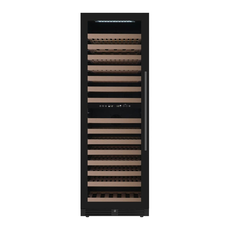 KingsBottle 24 Large Built-in/Freestanding Dual Zone Wine Cooler with Frameless Black Glass Door