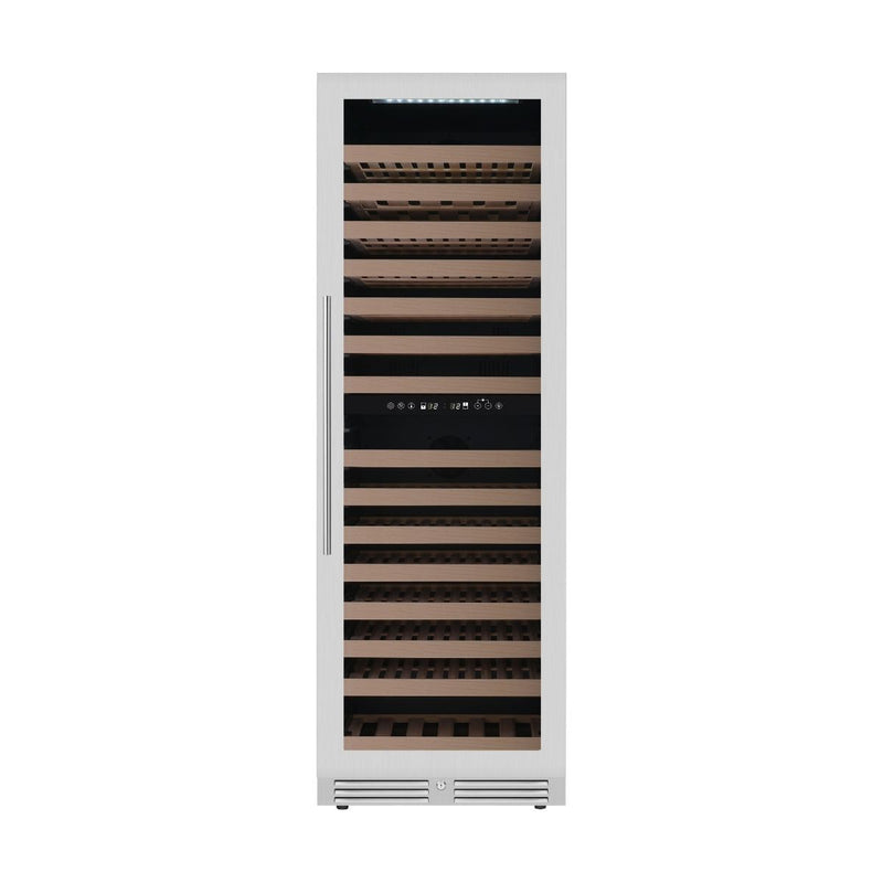 KingsBottle 24 Large Built-in/Freestanding Dual Zone Wine Cooler with Frameless Black Glass Door