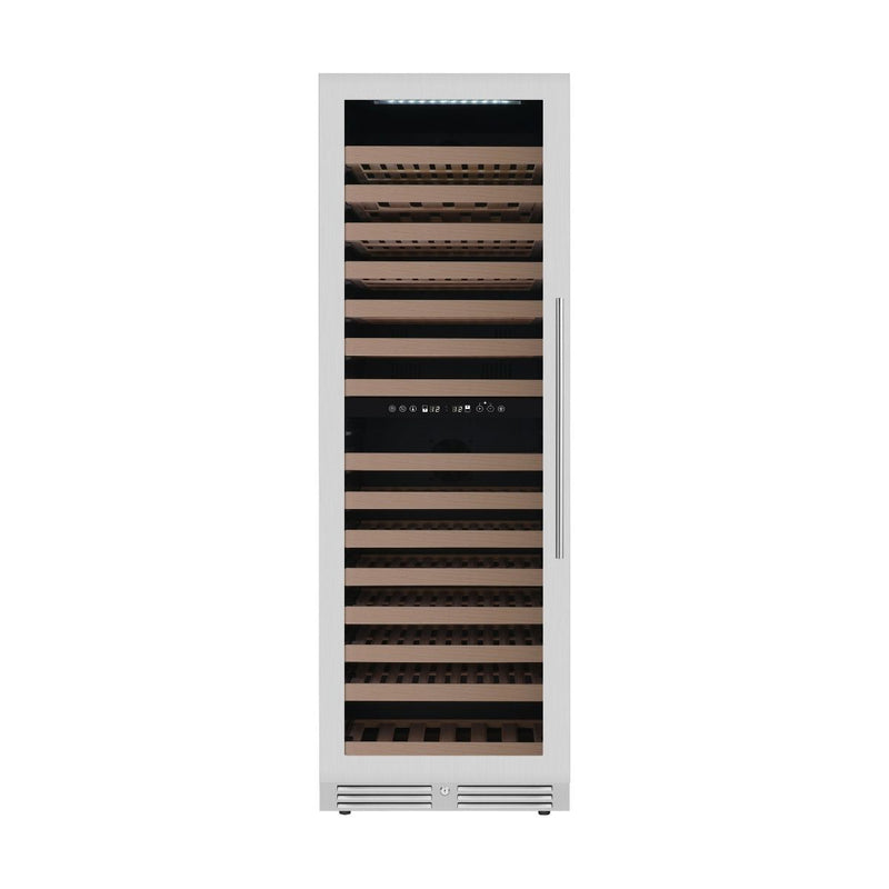 KingsBottle 24 Large Built-in/Freestanding Dual Zone Wine Cooler with Frameless Black Glass Door