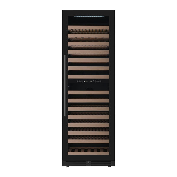 KingsBottle 24 Large Built-in/Freestanding Dual Zone Wine Cooler with Frameless Black Glass Door