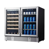 KingsBottle 36 Built-in Wine and Beverage Cooler with Low-E Glass Door