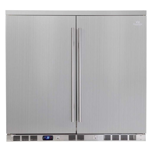 KingsBottle 36 Inch Outdoor Built-In Beverage Refrigerator with High/low-temperature Alarm and Energy-saving Management KBU56ASD