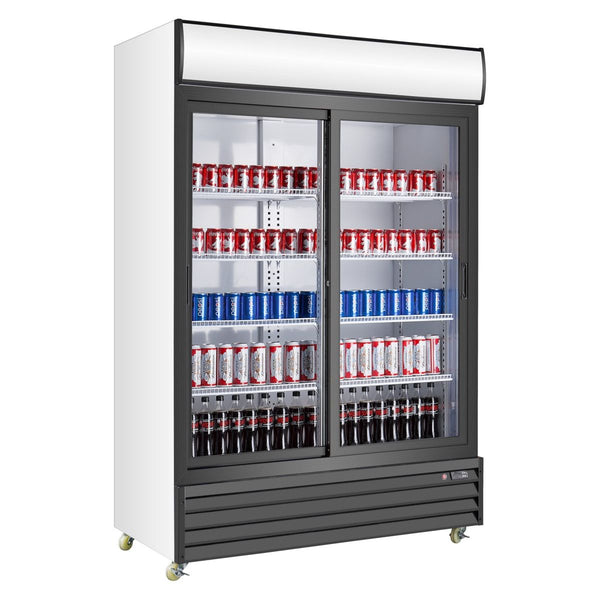 KingsBottle 45 Freestanding Double Sliding Door Beverage Cooler Refrigerator