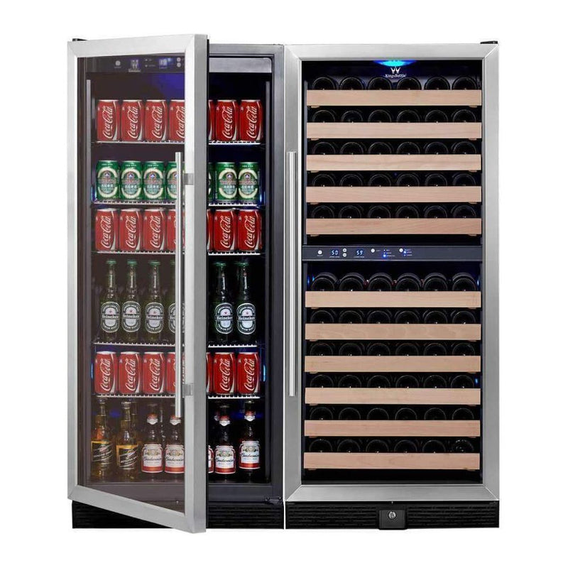 KingsBottle 48 Built-In Triple Zone Wine And Beverage Fridge Center KBU100BW3-FG