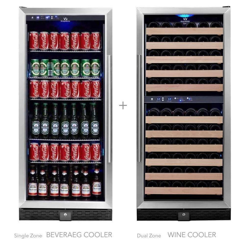 KingsBottle 48 Built-In Triple Zone Wine And Beverage Fridge Center KBU100BW3-FG