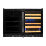 KingsBottle 48 Inch Built-In Glass Door Wine And Beverage Fridge Center With Three Zone Cooling