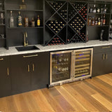 KingsBottle 48 Inch Built-In Glass Door Wine And Beverage Fridge Center With Three Zone Cooling