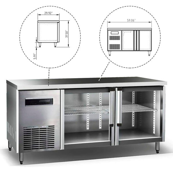 KingsBottle 59 Free Standing Back Bar Cooler with Double Glass Doors and Energy-Saving Features