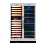 KingsBottle 72 Built-In/Freestanding Triple Zone Beverage and Wine Cooler With Glass Door