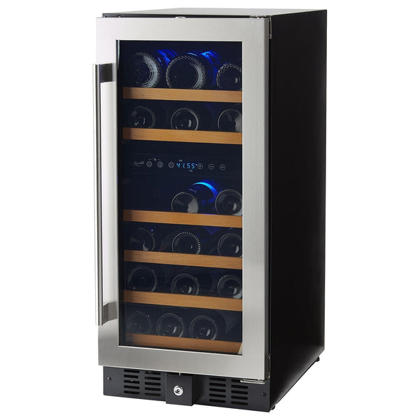 Smith & Hanks 15 Inch Built-in Dual Zone Wine Cooler with Whisper-Quiet Operation and UV-Protected Glass