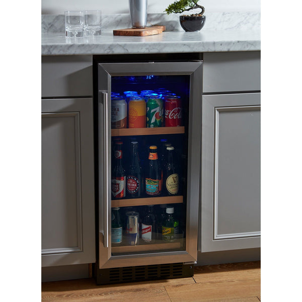 Smith & Hanks 15 Inch Under Counter Beverage Cooler with Adjustable Shelving and UV Protected Glass Door SH-BC90