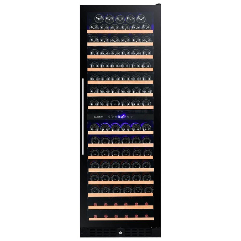 Smith & Hanks 166 Bottle Black Glass Dual Zone Wine Refrigerator