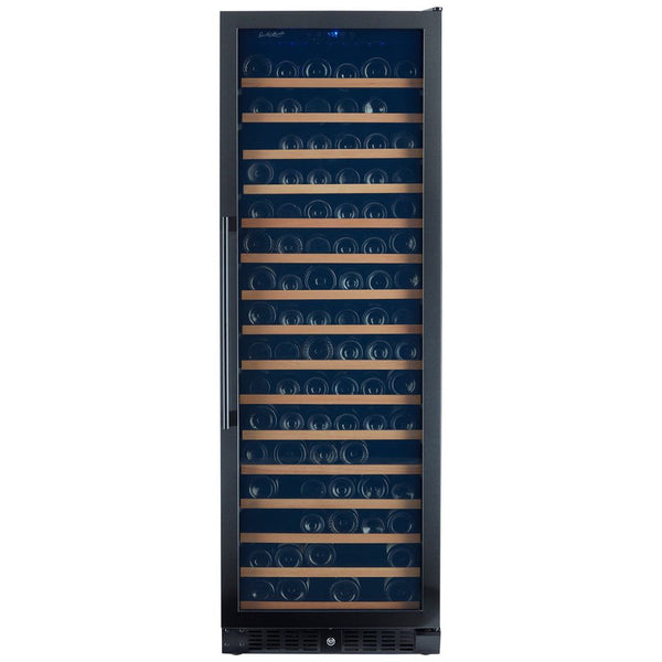 Smith & Hanks 166 Bottle Black Stainless Single Zone Built-In/Freestanding Wine Refrigerator with UV Protected Glass Door, Reversible Door Opening & Vibration Reduction System