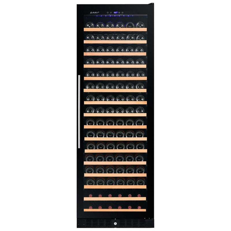 Smith & Hanks 24 166 Bottle Black Glass Built-In/Freestanding Wine Refrigerator with UV-Protected Glass Door