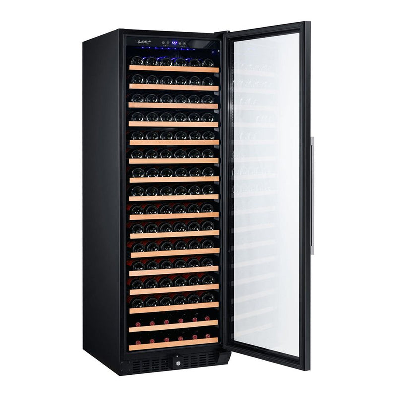 Smith & Hanks 24 166 Bottle Black Glass Built-In/Freestanding Wine Refrigerator with UV-Protected Glass Door