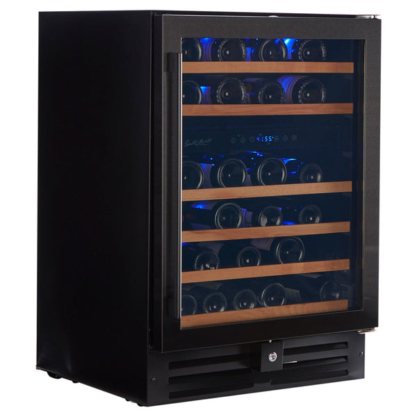 Smith & Hanks 24 46 Bottle Black Stainless Built-In Dual Zone Wine Cooler