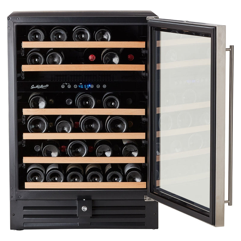 Smith & Hanks 24 Dual Zone Built-In Under Counter Wine Cooler with Whisper Quiet Operation and UV Protection