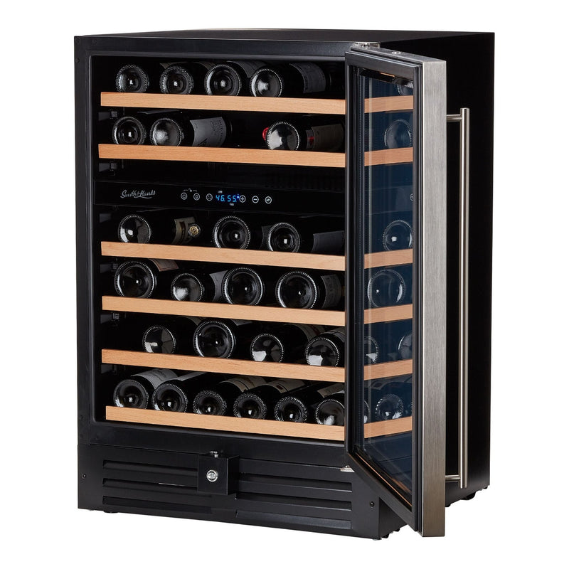 Smith & Hanks 24 Dual Zone Built-In Under Counter Wine Cooler with Whisper Quiet Operation and UV Protection