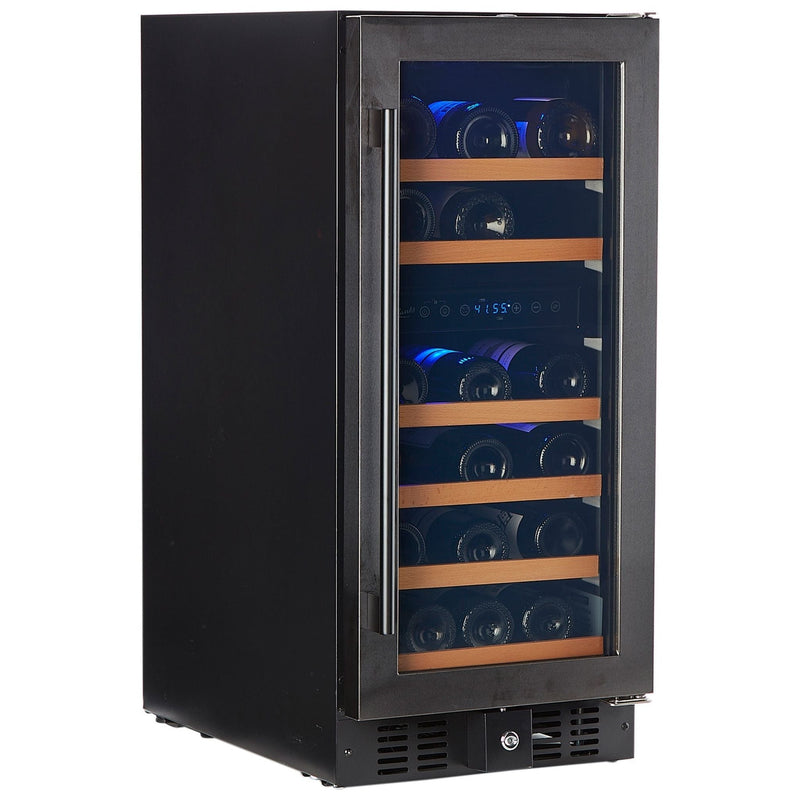 Smith & Hanks 32 Built-in Dual Zone Wine Cooler In Black Stainless Steel with UV Protection and Locking Door