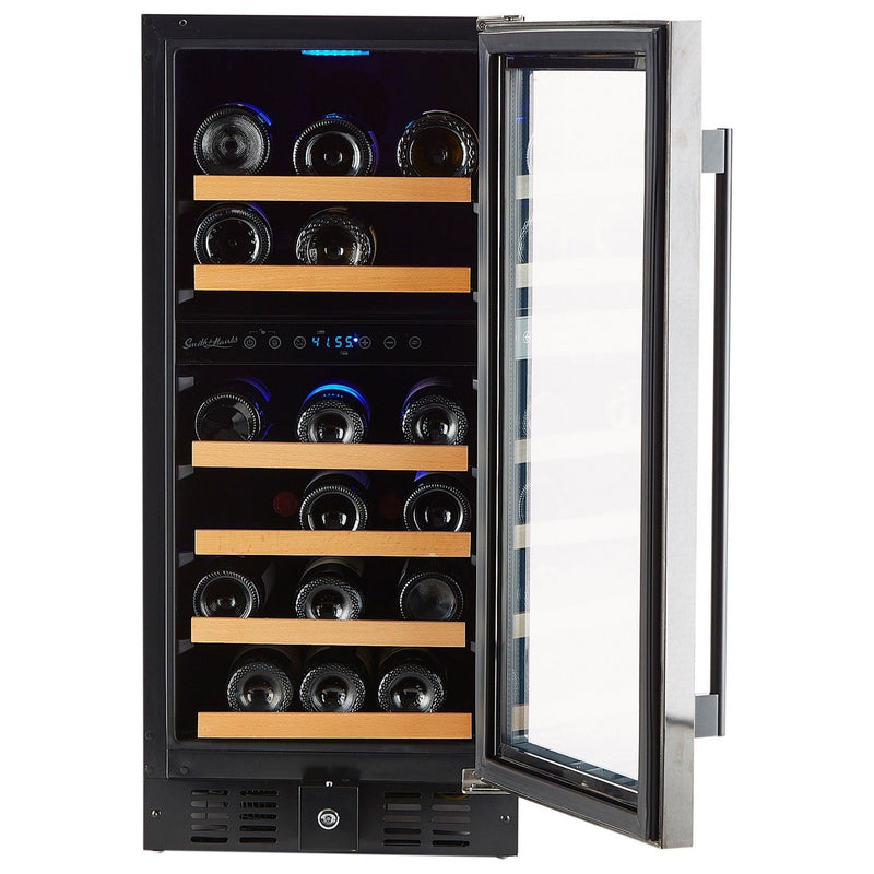 Smith & Hanks 32 Built-in Dual Zone Wine Cooler In Black Stainless Steel with UV Protection and Locking Door